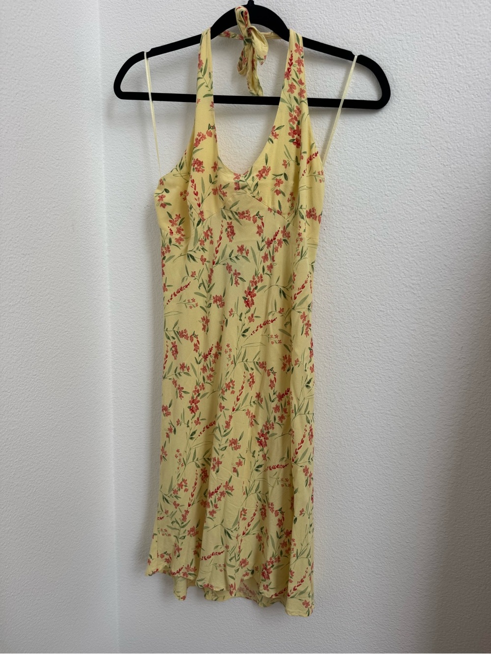 Vintage American Eagle Yellow Floral Halter Dress